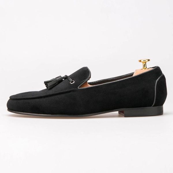 dress shoes cotton men with leather tassels loafers wedding and party shoe mens, Black
dress shoes cotton men with leather tassels loafers wedding and party shoe mens, Black