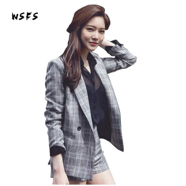 wsfs 2 pieces set autumn business plaid grey formal suits for women work office long sleeve bandage short pants womens vestidos women's, Gray
wsfs 2 pieces set autumn business plaid grey formal suits for women work office long sleeve bandage short pants womens vestidos women's, Gray