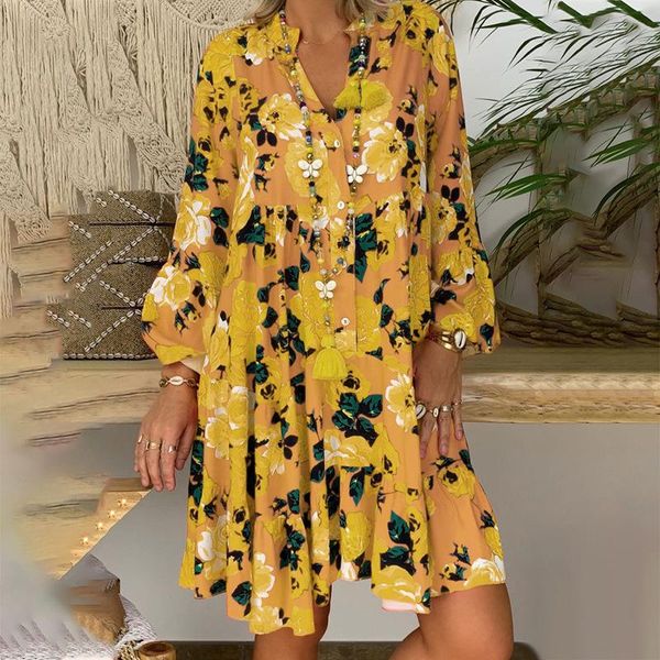 casual dresses fashion printed women summer long sleeve button loose midi dress big swing boho vestido flower sundress, Black;gray
casual dresses fashion printed women summer long sleeve button loose midi dress big swing boho vestido flower sundress, Black;gray