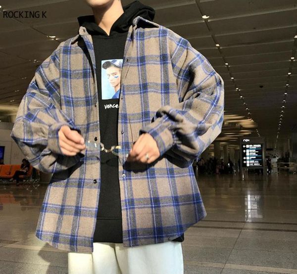 men's casual shirts harajuku block plaid 2021 men streetwear thick, manly sleeve of vintage korean fashion clothes, White;black
men's casual shirts harajuku block plaid 2021 men streetwear thick, manly sleeve of vintage korean fashion clothes, White;black