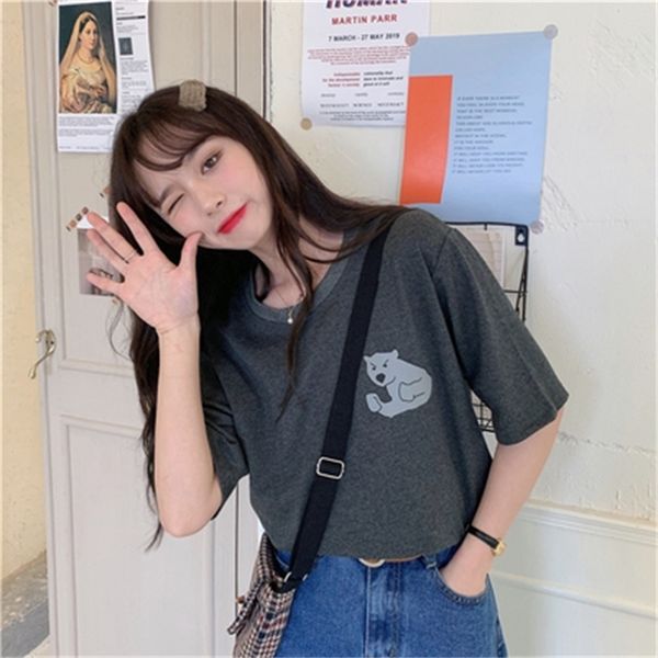 cotton animal polo bear printed simple sweet college wind fashion summer spring all match women female t-shirts 210522, White
cotton animal polo bear printed simple sweet college wind fashion summer spring all match women female t-shirts 210522, White