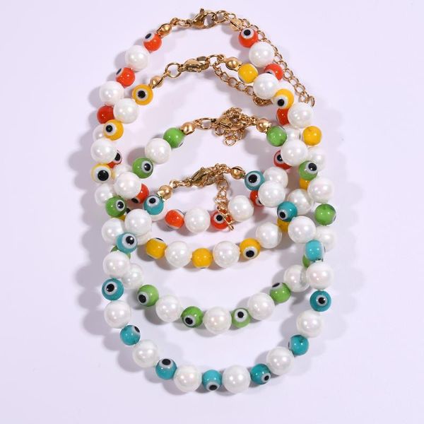 charm bracelets bohemia 2021 summer bracelet round evil eye perfect pearl shell hnadmade stainless steel jewelry women, Golden;silver
charm bracelets bohemia 2021 summer bracelet round evil eye perfect pearl shell hnadmade stainless steel jewelry women, Golden;silver