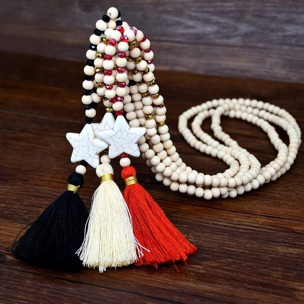 bohemian star necklaces jewelry handmade crystal beads tassel wood necklace women red black white colors, Silver
bohemian star necklaces jewelry handmade crystal beads tassel wood necklace women red black white colors, Silver