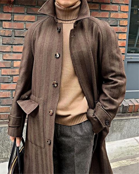 Men's Wool & Blends Striped Woolen Overcoat Streetwear Singal Breasted Thick Loose Long-Length Warm Casual Trench Winter Coat Male Jacket HT5B, Black
Men's Wool & Blends Striped Woolen Overcoat Streetwear Singal Breasted Thick Loose Long-Length Warm Casual Trench Winter Coat Male Jacket HT5B, Black