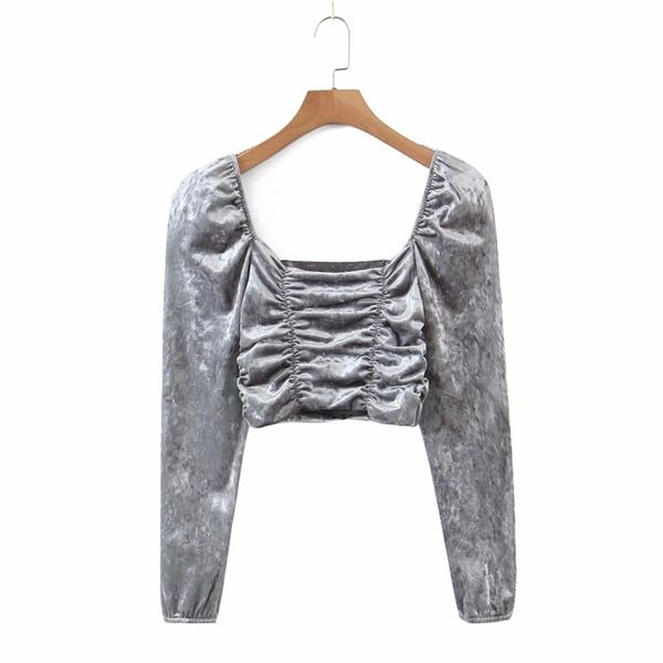 vintage woman grey velvet square collar short blouse spring fashion ladies soft slim female elegant party blouses 210515, White
vintage woman grey velvet square collar short blouse spring fashion ladies soft slim female elegant party blouses 210515, White