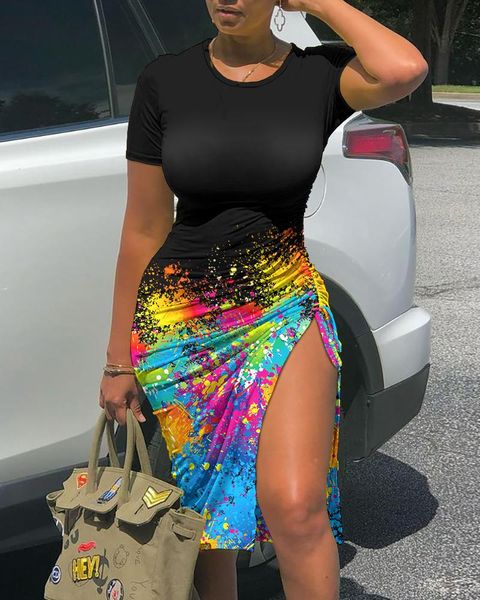 casual dresses 2021 fashion women ink splash print short sleeve drawstring ruched skinny dress summer slit party loungewear, Black;gray
casual dresses 2021 fashion women ink splash print short sleeve drawstring ruched skinny dress summer slit party loungewear, Black;gray