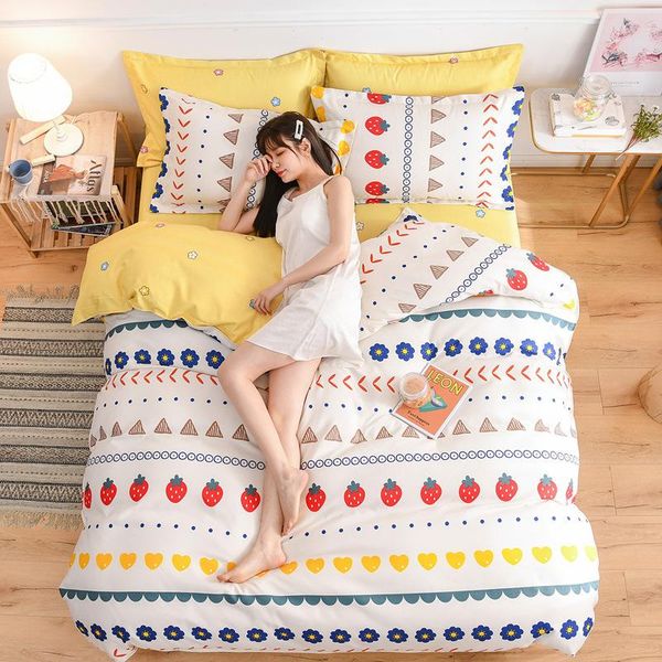 all-cotton sanding four-piece thickening 100% cotton bed sheet three sets of quilt cover bedding fashion set luxury