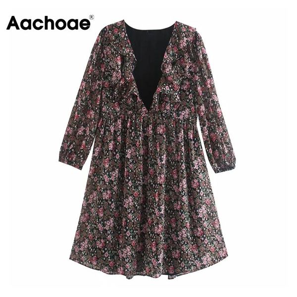 aachoae deep v neck floral print boho dress ruffles chiffon mini sundress long sleeve beach pleated femme robe casual dresses, Black;gray
aachoae deep v neck floral print boho dress ruffles chiffon mini sundress long sleeve beach pleated femme robe casual dresses, Black;gray