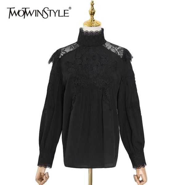 patchwork lace white shirt for women stand collar long sleeve casual loose chic blouse female fashion clothes 210524
patchwork lace white shirt for women stand collar long sleeve casual loose chic blouse female fashion clothes 210524