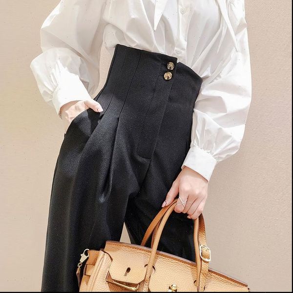 casual high waisted harem elegant womens pant office workwear formal slim all match suit trouser pantalons, Black;white
casual high waisted harem elegant womens pant office workwear formal slim all match suit trouser pantalons, Black;white