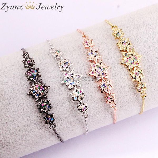 charm bracelets 10pcs zyz327-1242 cz star connector link, micro pave, Golden;silver 
charm bracelets 10pcs zyz327-1242 cz star connector link, micro pave, Golden;silver