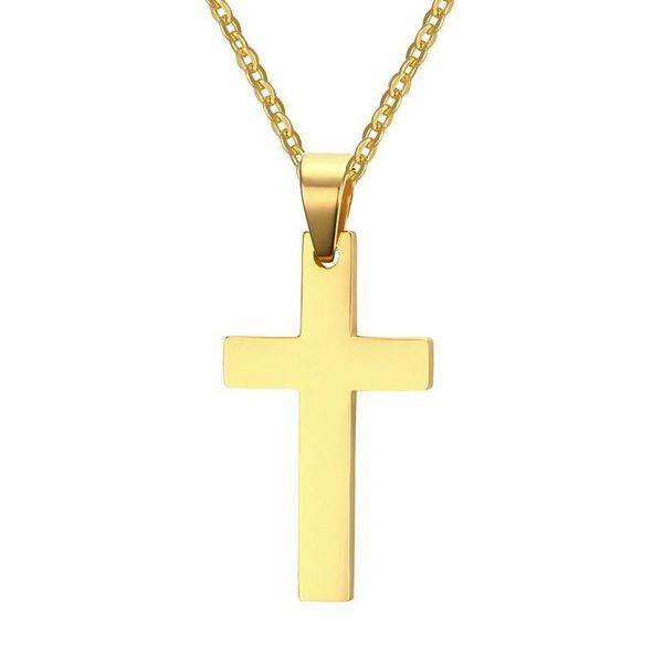 pendant necklaces simple cross for women men stainless steel gold-color prayer jewelry 24" curb chain, Silver
pendant necklaces simple cross for women men stainless steel gold-color prayer jewelry 24" curb chain, Silver