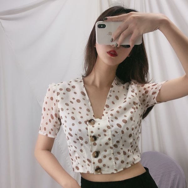 women's t-shirt 2021 chiffon short sleeve v-neck slim fashion casual solid shirt polka dot chic crop iwqj, White
women's t-shirt 2021 chiffon short sleeve v-neck slim fashion casual solid shirt polka dot chic crop iwqj, White
