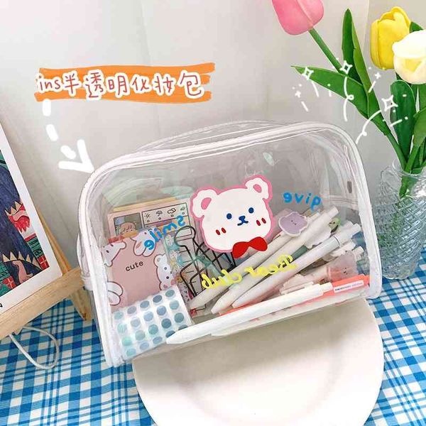 transparent waterproof wash cartoon ins large capacity stationery storage lovely portable cosmetic bag
transparent waterproof wash cartoon ins large capacity stationery storage lovely portable cosmetic bag