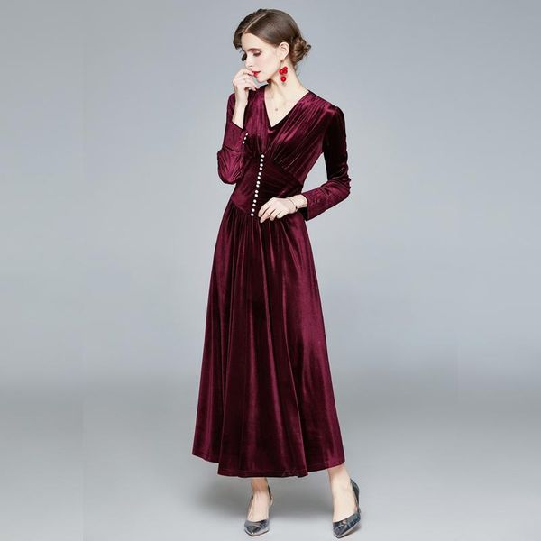 fashion women autumn winter maxi velvet dress long sleeve clothes designer evening party robe femme vintage vestidos casual dresses, Black;gray
fashion women autumn winter maxi velvet dress long sleeve clothes designer evening party robe femme vintage vestidos casual dresses, Black;gray