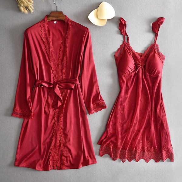 satin 2pcs sleep set women kimono robe home wear patchwork nightwear intimate lingerie bathrobe gown summer nightgown women's sleepwear, Black;red
satin 2pcs sleep set women kimono robe home wear patchwork nightwear intimate lingerie bathrobe gown summer nightgown women's sleepwear, Black;red