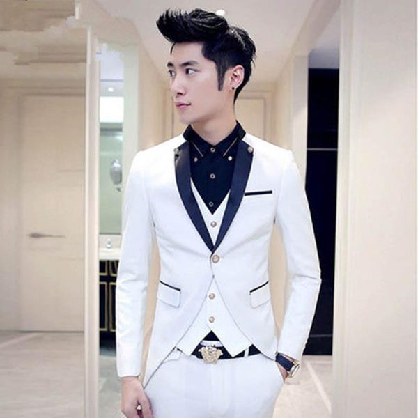 men's suits & blazers arrival white suit tuxedo korean mens wedding dress three-piece(jacket+vest+pants) men ternos masculino, White;black
men's suits & blazers arrival white suit tuxedo korean mens wedding dress three-piece(jacket+vest+pants) men ternos masculino, White;black