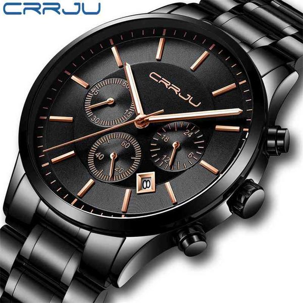 crrju luxury brand men stainless steel chronograph watch stylish sport waterproof black date display clock relogio masculino 210517, Slivery;brown
crrju luxury brand men stainless steel chronograph watch stylish sport waterproof black date display clock relogio masculino 210517, Slivery;brown