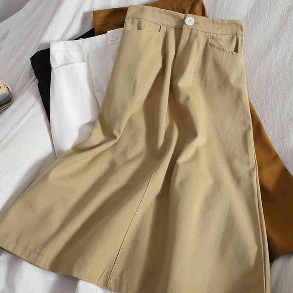 mid-length korean a-line skirt womens spring summer thin casual tooling high waist over the knee student female 210420, Black
mid-length korean a-line skirt womens spring summer thin casual tooling high waist over the knee student female 210420, Black