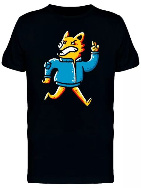 Yellow Fox Blue Jacket Men's Tee -Image by Shutterstock, White;black 
Yellow Fox Blue Jacket Men's Tee -Image by Shutterstock, White;black