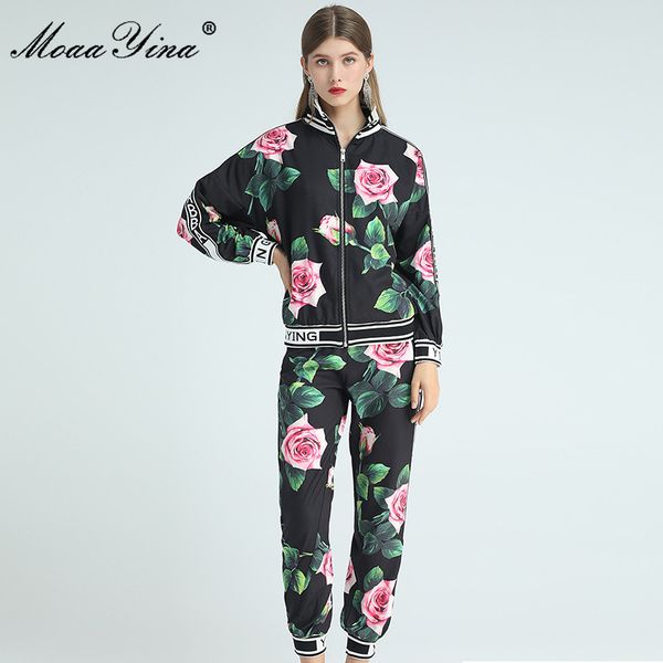 fashion designer suit spring autumn women long sleeve rose floral-print +trousers casual motion two-piece set 210524, White
fashion designer suit spring autumn women long sleeve rose floral-print +trousers casual motion two-piece set 210524, White