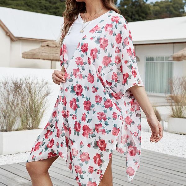 women's swimwear floral print bikini cardigan chiffon swimsuit bathing suit cover ups half sleeves loose verano mujer #g1, White;black
women's swimwear floral print bikini cardigan chiffon swimsuit bathing suit cover ups half sleeves loose verano mujer #g1, White;black