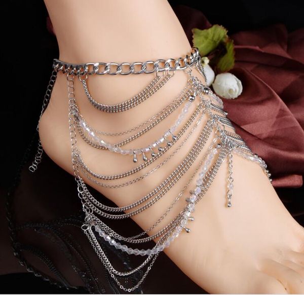 retro fashion exaggerated handmade anklets multilayer chain crystal beads jewelry, Red;blue
retro fashion exaggerated handmade anklets multilayer chain crystal beads jewelry, Red;blue