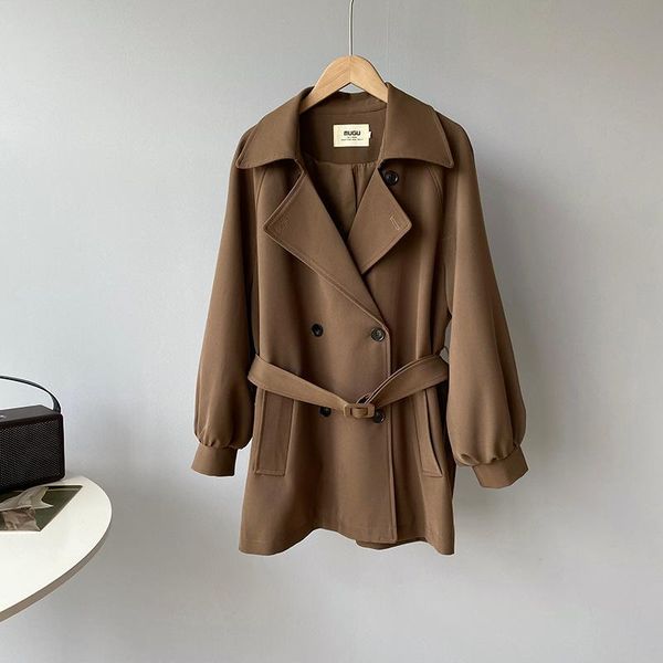 women's trench coats korean style solid mid-length belt windbreaker women spring autumn loose short coat fashion double breated, Tan;black
women's trench coats korean style solid mid-length belt windbreaker women spring autumn loose short coat fashion double breated, Tan;black