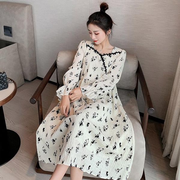 5914# maternity dress spring autumn floral long sleeves easy matching loose stylish pregnant women mom dresses, White
5914# maternity dress spring autumn floral long sleeves easy matching loose stylish pregnant women mom dresses, White