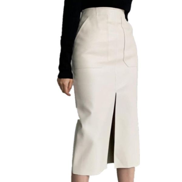 spring autumn pu leather womens skirt ol high waist package hip front split zipper midi pencil, Black
spring autumn pu leather womens skirt ol high waist package hip front split zipper midi pencil, Black