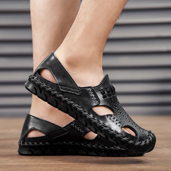 breathable slippers large size summer super fiber sandals trend outdoor baotou leisure hollow out beach shoes z6vz, Black
breathable slippers large size summer super fiber sandals trend outdoor baotou leisure hollow out beach shoes z6vz, Black