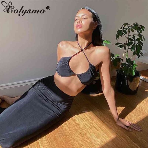 colysmo summer long skirts two piece set women black halter backless crop high waist pencil skirt party 2 piece outfits 210730, White
colysmo summer long skirts two piece set women black halter backless crop high waist pencil skirt party 2 piece outfits 210730, White