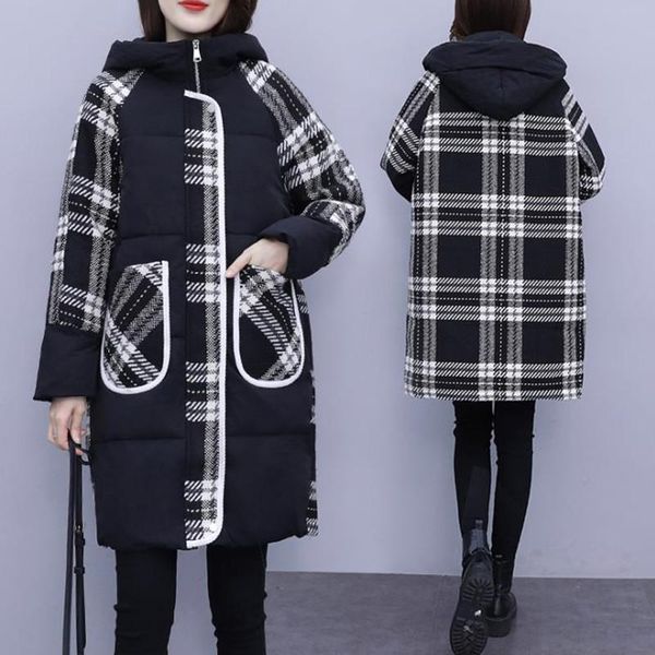 women's trench coats cotton padded clothes winter 2021 loose casual large size splicing plaid jacket, Tan;black
women's trench coats cotton padded clothes winter 2021 loose casual large size splicing plaid jacket, Tan;black