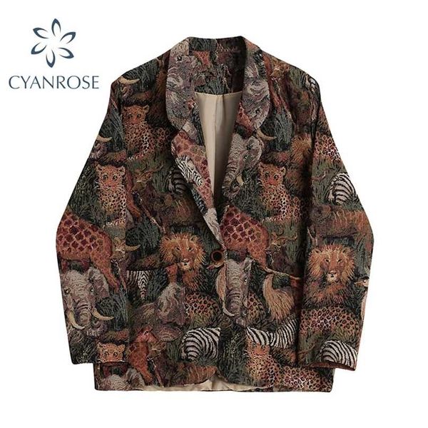 designer women blazers and jackets animal print patchwork long sleeve loose high street fashion spring vintage blazer 211122, White;black
designer women blazers and jackets animal print patchwork long sleeve loose high street fashion spring vintage blazer 211122, White;black