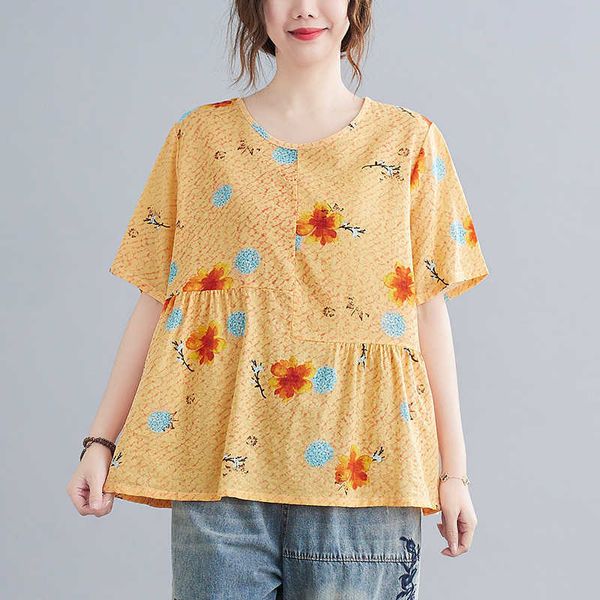 women's blouses & shirts arrival summer women loose short sleeve o-neck blouse all-matched vintga print cotton linen casual w281 vai6, White
women's blouses & shirts arrival summer women loose short sleeve o-neck blouse all-matched vintga print cotton linen casual w281 vai6, White