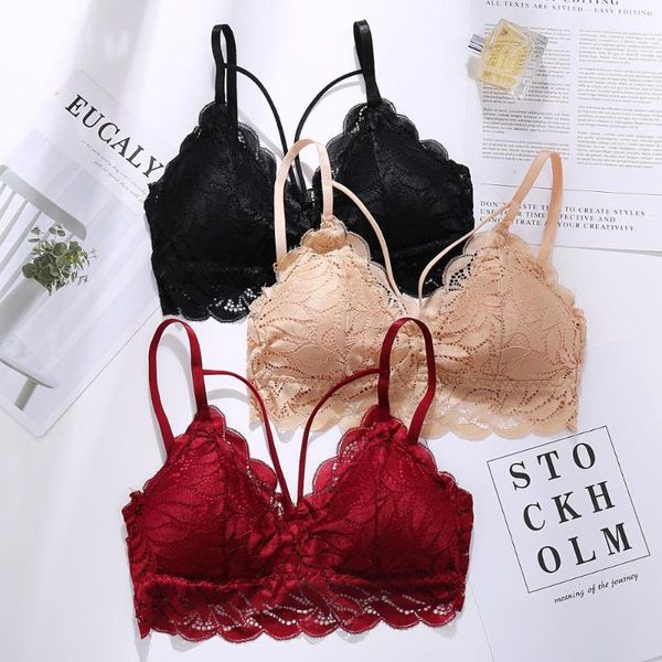 bras lace beautiful back vest female two-breasted small bra strap pad underwear inside, Red;black
bras lace beautiful back vest female two-breasted small bra strap pad underwear inside, Red;black