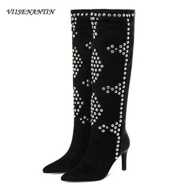 boots black all-match kid suede slip-on western pointed toe rivet thin heel long-tube woman 2021 spring autumn shoes
boots black all-match kid suede slip-on western pointed toe rivet thin heel long-tube woman 2021 spring autumn shoes