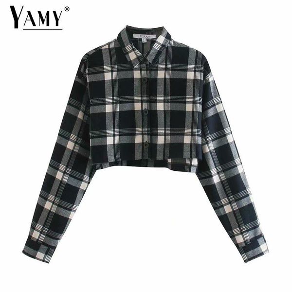 autumn long sleeve crop women plaid shirt button up vintage korean style blouse cropped women's blouses & shirts, White
autumn long sleeve crop women plaid shirt button up vintage korean style blouse cropped women's blouses & shirts, White