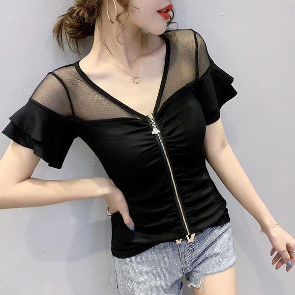 fairy summer small unlined upper garment zipper close knit gauze perspective cultivate one's morality short sleeve t-shirt women's, White
fairy summer small unlined upper garment zipper close knit gauze perspective cultivate one's morality short sleeve t-shirt women's, White