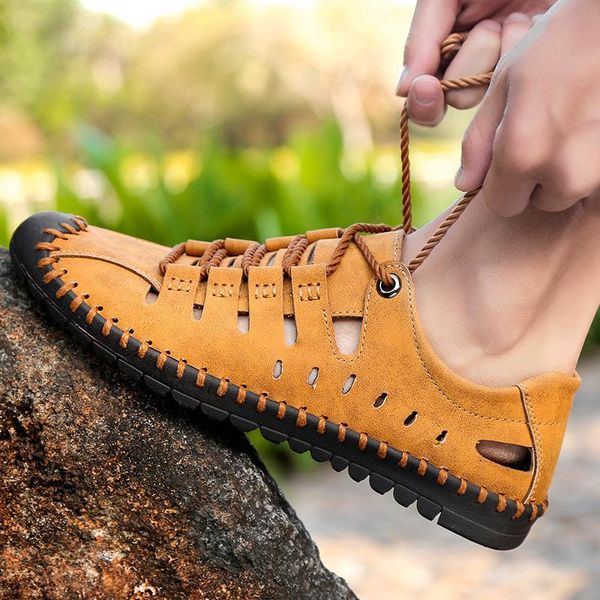 sandals mens gladiator summer hollow beach outdoor shoes men leather genuine fashion non-slip sneakers footwear, Black
sandals mens gladiator summer hollow beach outdoor shoes men leather genuine fashion non-slip sneakers footwear, Black
