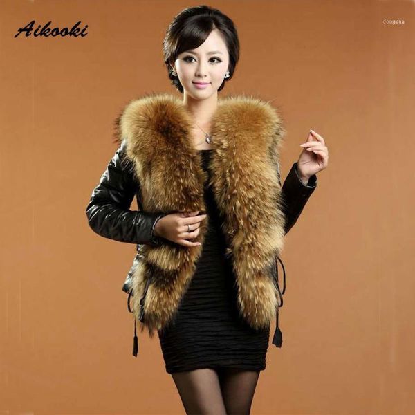 aikooki women winter imitation luxury sheep skin fur coat warm trim collar fashion fake pu leather line cotton coat1, Black
aikooki women winter imitation luxury sheep skin fur coat warm trim collar fashion fake pu leather line cotton coat1, Black
