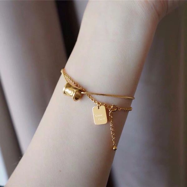 titanium steel gold double bracelets luck small square brand + smalls cylinder fashion simple jewelry, Golden;silver
titanium steel gold double bracelets luck small square brand + smalls cylinder fashion simple jewelry, Golden;silver
