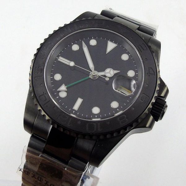 wristwatches 40mm black sterile dial sapphire glass gmt date case back pvd coated brushed ceramic bezel automatic mens wristwatch, Slivery;brown
wristwatches 40mm black sterile dial sapphire glass gmt date case back pvd coated brushed ceramic bezel automatic mens wristwatch, Slivery;brown