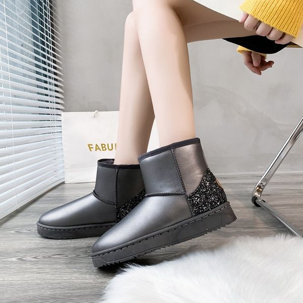 boots women winter snow warm flat plus size platform slip on ladies women's shoes flock fur suede ankle female, Black
boots women winter snow warm flat plus size platform slip on ladies women's shoes flock fur suede ankle female, Black
