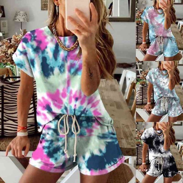 Women Casual T Shirts Sets Summer Tie Dye Print Short Sleeve Top Suit Streetwear Female Two Piece Set Tracksuits Outfits, Gray
Women Casual T Shirts Sets Summer Tie Dye Print Short Sleeve Top Suit Streetwear Female Two Piece Set Tracksuits Outfits, Gray