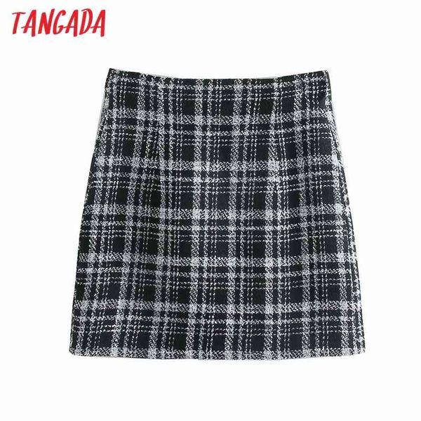 women elegant plaid pattern tweed skirts faldas mujer zipper female mini skirt 4m77 210416, Black 
women elegant plaid pattern tweed skirts faldas mujer zipper female mini skirt 4m77 210416, Black