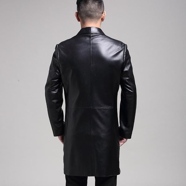 men long business genuine leather trench coat single breasted slim fit office work natural sheepskin jacket windbreaker jackets men's &, Black
men long business genuine leather trench coat single breasted slim fit office work natural sheepskin jacket windbreaker jackets men's &, Black