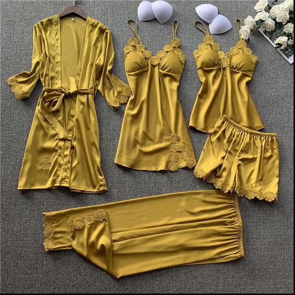 ice silk pajamas 5 womens sleepwears pcs set lace pajama with chest pad spaghetti strap sleepwear, Black;red
ice silk pajamas 5 womens sleepwears pcs set lace pajama with chest pad spaghetti strap sleepwear, Black;red
