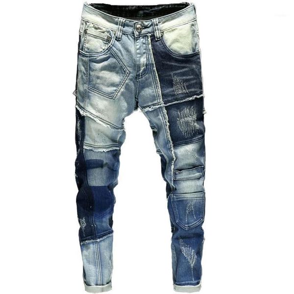 men's jeans autumn stitching slim straight european american style personality vintage youth patch fashion denim trousers 28-38, Blue
men's jeans autumn stitching slim straight european american style personality vintage youth patch fashion denim trousers 28-38, Blue