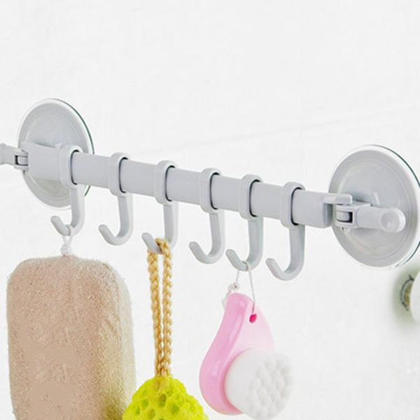 kitchen bathroom non-trace strong sucker rack hook with 6 hooks for towel spoon storage & organization
kitchen bathroom non-trace strong sucker rack hook with 6 hooks for towel spoon storage & organization